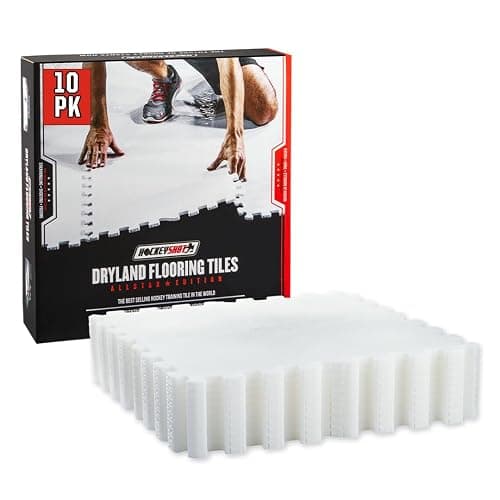 HockeyShot All-Star Dryland Flooring Tiles 10 Pack, 18x18, White, Non-Skateable - Year-Round Hockey Training Surface, Versatile, Durable, Easy Install, Made in Canada. - Image 1