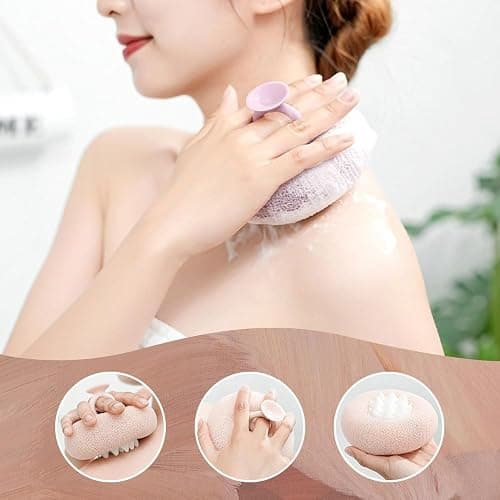 Super Soft Sunflower Suction Cup Bath Ball, 2024 Upgraded 2-in-1 Sunflower Bath Ball Exfoliating Bath Sponge Cleaning Brush, Sponge Mesh Pouf Shower Ball for Women, Men Shower (Apricot+Yellow) thumbnail 7
