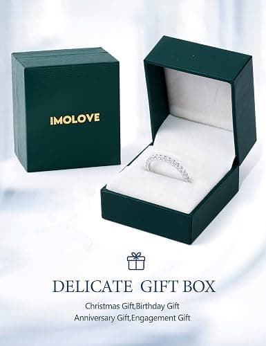 IMOLOVE Moissanite Wedding Band Wedding Rings for Women 925 Sterling Silver Rings with 18K White Gold Plated Eternity Stackable Engagement Ring Anniversary Band Size 3.5-12 thumbnail 7