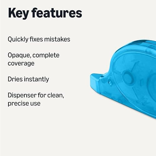 Amazon Basics White-Out Correction Tape with Dispenser, 39.3ft, 10-Pack, Fast, Clean and Easy to Use Tear-Resistant Tape Office or School Supplies, Green, Orange, Purple, Red, Blue thumbnail 2