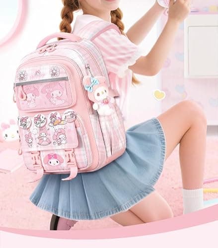 Festa Park Cutecore Backpack Shoulder Bag Purse, Kawaii Cartoon Bookbag Aesthetic Large Harajuku Daypack Preppy Rucksack Bags (Pink) thumbnail 8