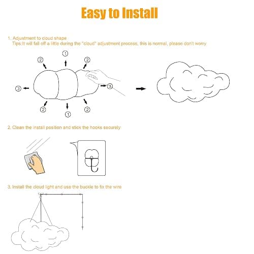 ViLSOM LED Cloud Light, RGB Cloud Lamp with IC Remote Control and APP Control Cool Lights Sync Music Color Changing Led Lights for Bedroom Ceiling Adults and Kids Modern Home & Room Decor thumbnail 7