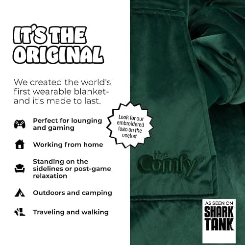 THE COMFY Original | Sherpa Lined Microfiber Fleece Wearable Blanket, Oversized Design with Hood and Pocket from Shark Tank thumbnail 2