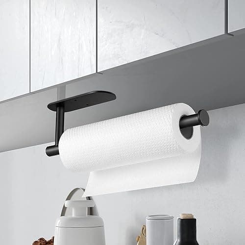 Fvviia Paper Towel Holder Under Cabinet, Self Adhesive and Drilling Paper Towel Holder Wall Mount, Under Cabinet Paper Towel Holder for Kitchen Bathroom, SUS304 Stainless Steel thumbnail 2