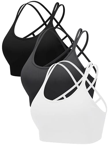 RUNNING GIRL Sports Bras for Women Pack Criss Cross Back Sexy Strappy Sports Bra Seamless Padded Yoga Bra with Removable Cups - Image 1