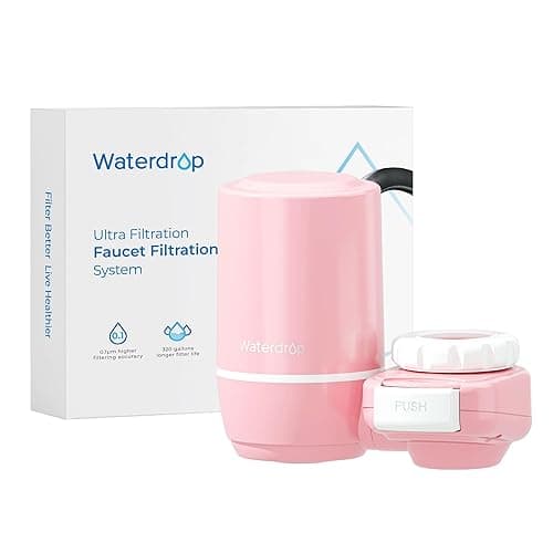 Waterdrop Ultra Filtration System for Skin Care, Faucet Water Filter, NSF Certified, 320 Gallons, Tap Water Filter, Reduces Chlorine, 𝐅𝐢𝐭𝐬 𝐒𝐭𝐚𝐧𝐝𝐚𝐫𝐝 𝐅𝐚𝐮𝐜𝐞𝐭, Pink(1 Filter) - Image 1