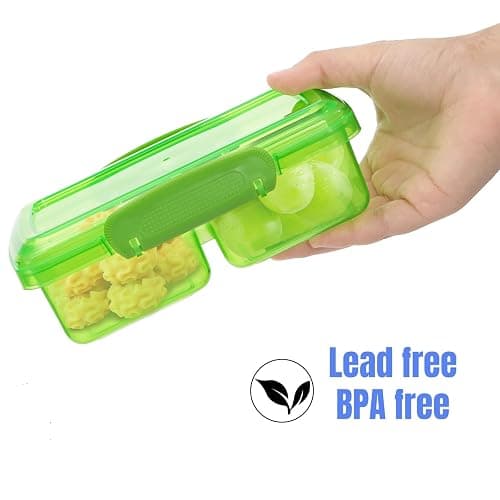 Hiceeden 4 Pcs 18 Oz Snack Containers with Lids, Reusable 2 Compartments Plastic Food Container with Cute Forks, BPA-Free Travel Bento Lunch Boxes for Kids & Adults, Dishwasher Safe thumbnail 9