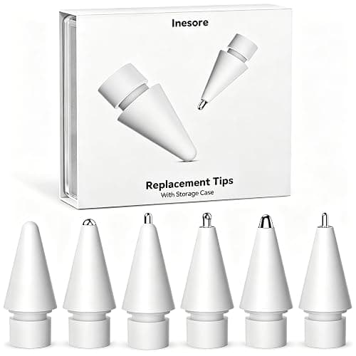 Inesore Pencil Tips for Apple Pencil Pro/1st/2nd/USB-C (6 Pack) | Multiple Styles, Military-Grade Alloy with Nano Coating, 240Hz Overclocked Touch, Wear-Resistant, Anti-Slip,with Storage Case - Image 1