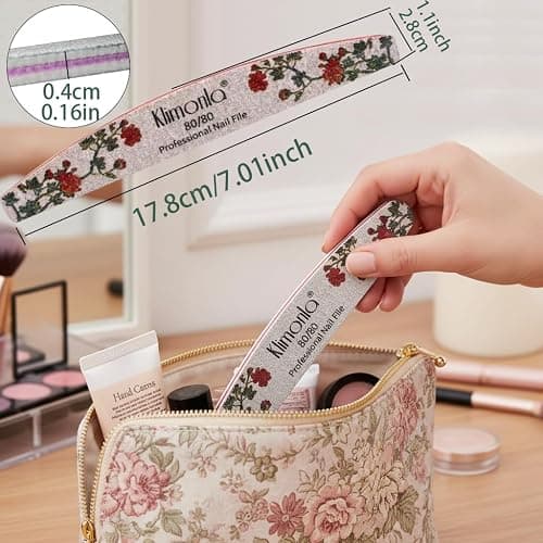 25PCS Floral Professional Nail Files 80/100/150/180/240 Grit, Emery Boards Nail Files for Natural Nails and Acrylic Nails, Double Sided Emory Boards limas para unas acrilicas Reusable Manicure Tools thumbnail 5