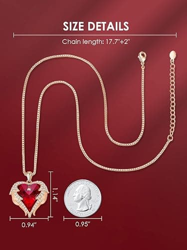 CDE Angel Wing Love Heart Necklaces for Women, Silver Tone/Gold Tone Pendant Necklace Jewelry Gifts for Her on Christmas, Valentine's/Mother's Day, Anniversary, Birthday Gifts for Women Wife Girlfriend thumbnail 4