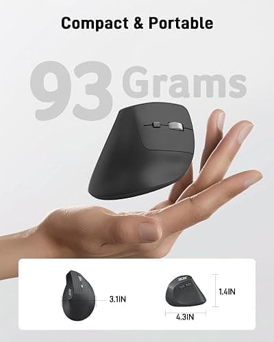 acer Ergonomic Mouse Wireless, Adjustable DPI Vertical Mouse 1000/1200/1600 with 6 Buttons, Rechargeable Ergo Mice with 2.4GHz USB Receiver for Computer, Laptop, PC, iMac and Desktop thumbnail 9