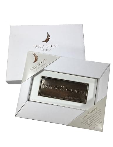 Wild Goose Studio I Am Still Learning Irish Plaque Michelangelo Quote Resin Cast Coated In Bronze Indoor Outdoor 2 1/2 Inches Tall By 6 Wide Made in Ireland thumbnail 5