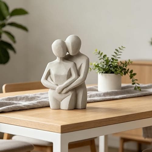 Guichifun Couple Hugging Statue Home Decor - Beige Lover Embrace Sculpture Romantic Figurine for Home Décor Wedding Modern Minimalist Art for Bedroom Living Room Shelf Gift 7.25 x 4.25 x 10.5 Inch thumbnail 3