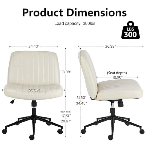Sweetcrispy Criss Cross Chair Legged with Wheels, Armless Office Swivel Desk Chair with Wheels, Vanity Height thumbnail 2