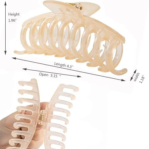 Kitiin Beige Hair Claw Clips for Thick/Fine/Thin Hair,Strong holding teeth interlocking Women Jaw Clips for Hair 3 Count In set(Jelly Beige) thumbnail 3