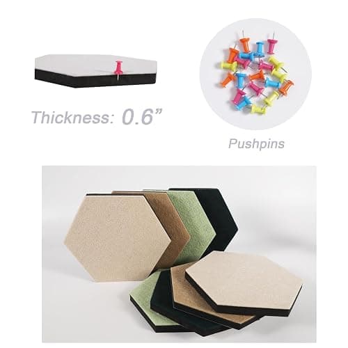 LAJAR 8 Pcs Hexagon Felt Bulletin Board Tiles, Self Adhesive Felt Pin Board Wall Tiles for Photos, Pictures, Memos (Green) thumbnail 5