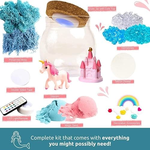 Unicorn Light Up Terrarium Kit for Kids I DIY Unicorn Toys Craft Kits for Kids I Terrarium Jar Night Light for Kids Crystal Growing Kit I Unicorn Gifts for Girls Age 4-12 - Unicorn Terrarium thumbnail 3