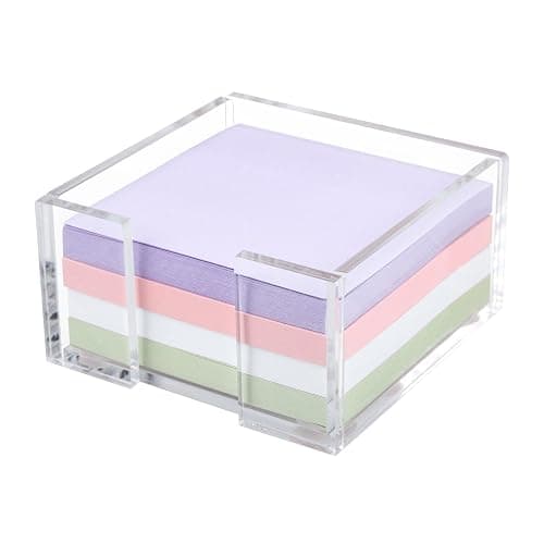 Acrylic Sticky Note Holder, 3 x 3 Crystal Clear Acrylic Notepad Holder Sticky Note Dispenser for Dorm Room and Office Desk Organizer - Image 1