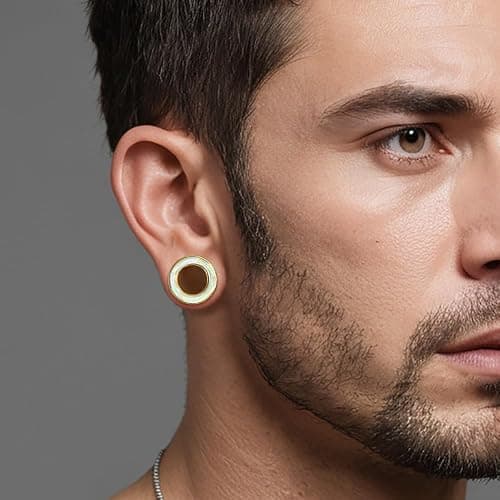 BOKABOO 2 Pairs White Pearl Shell Stainless Steel Ear Gauges Plugs and Tunnels, Size 2g - 1 inch Hypoallergenic Surgical Steel Ear Stretcher Expander Body Jewelry thumbnail 8