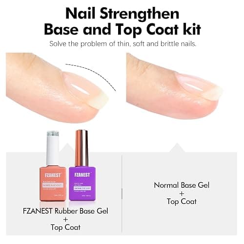 FZANEST Hema Tpo-Free Rubber Builder Gel Base Coat and Diamond Top Coat Gel Nail Polish Set Long Lasting Ultra Shine Top and Base for Nail Strengthener Extension Protection Repair Building Aprex thumbnail 8