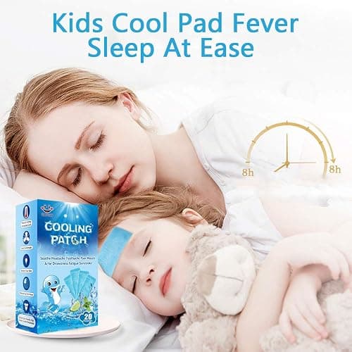 20 Sheets Cooling Patches for Fever Discomfort & Pain Relief, Cooling Relief Fever Reducer, Soothe Headache Pain, Pack of 20 Blue thumbnail 8