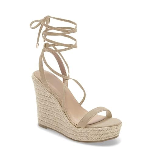 Women's Espadrille Wedges Lace Up Platform Ankle Cross Strap Slingback Summer Dress Sandals - Image 1