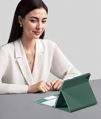Harvopu for iPad Air 13 Inch & Pro 12.9 Case with Keyboard - Multi-Touch Trackpad, 7 Colors Backlit, Detachable Keyboard Cover for iPad Pro 12.9 (6th, 5th, 4th, 3rd gen), Air 13 M4/M3/M2,Pine Green thumbnail 9