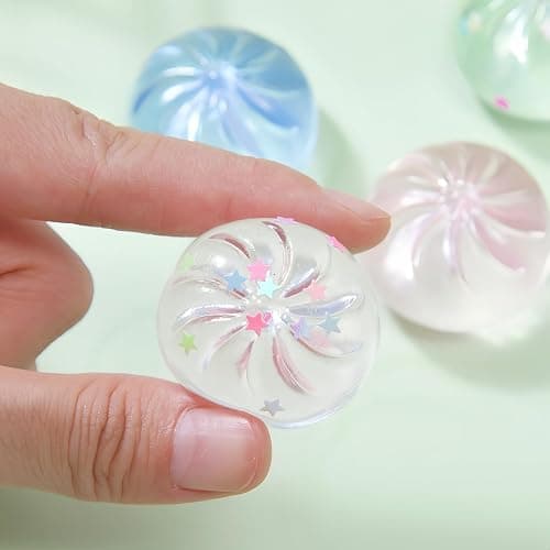 Xinbalove Mini Glitter Dumpling Squishy, Sensory Stress Squishy Dumpling Hand Toys, Soft Dumplings Squeeze Dough Ball for Stress Relief, Classroom Prizes, Calming Adults Fidget Toys 4 Pack thumbnail 2