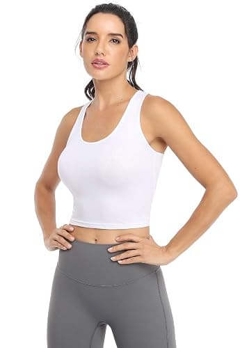 Joviren Cotton Workout Crop Tank Top for Women Racerback Yoga Tank Tops Athletic Sports Shirts Exercise Undershirts 4 Pack thumbnail 4