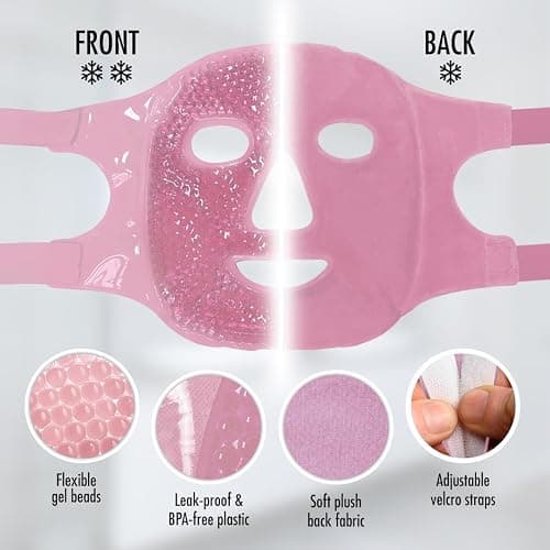 Perfect Remedy Face Ice Pack, Reusable Hot & Cold Ice Face Mask, Gel Compress for Helping with Puffy Eyes and Swelling Conditions, Facial Spa Cooling Mask for Women and Men (Pink) thumbnail 3