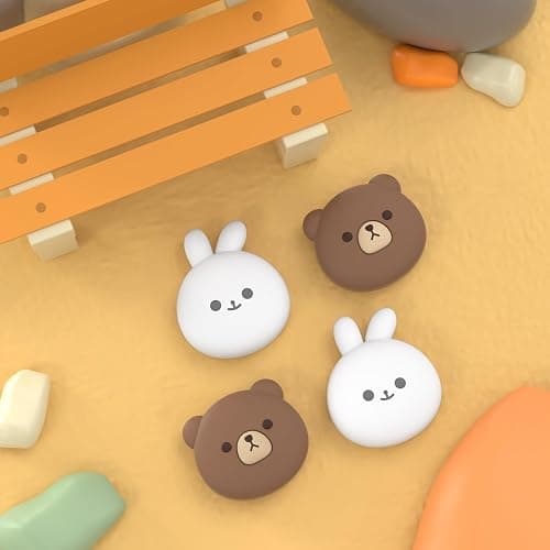 PlayVital Thumb Grip Caps for Steam Deck LCD, Silicone Thumbsticks Grips Joystick Caps for Steam Deck OLED - Chubby Bear & Smiley Bunny thumbnail 5