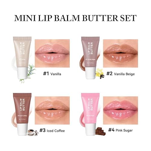 4Pcs Hydrating Lip Gloss Set, Mini Lip Balm Pack, High Shine Glass Finish Lip Moisturizing Plumping Lip Gloss Shiny Jelly Liquid Lipstick for Women thumbnail 2
