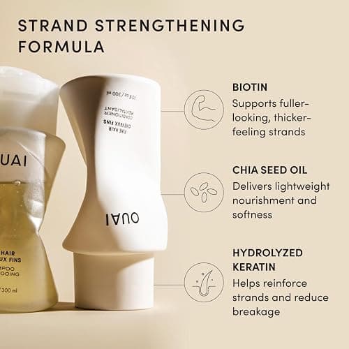 OUAI Fine Shampoo and Conditioner Set - Sulfate Free Shampoo and Conditioner for Women & Men - Made with Keratin, Marshmallow Root, Shea Butter & Avocado Oil - Free of Parabens & Phthalates (10 Fl Oz) thumbnail 5