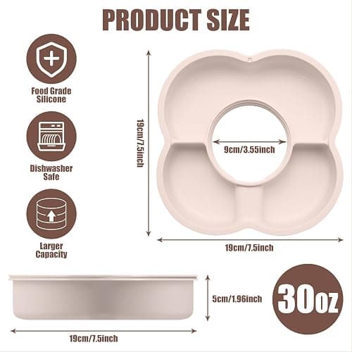Zonyee Snack Bowl with Lid for Stanley 30 oz Tumbler with Handle, Silicone Snack Tray Snack Ring for Stanley Cup Accessories, Suitable for Car Cup Holder or Outdoor, Rose Quartz thumbnail 2