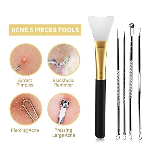 Blackhead Remover Mask, 24K Gold Peel Off Mask, Gold Facial Mask Anti-Aging, Deep Cleansing, Reduces Fine Lines＆ Wrinkles Great for All Skin, With Blackhead Remover Extractor Tools Kit & Brush thumbnail 8