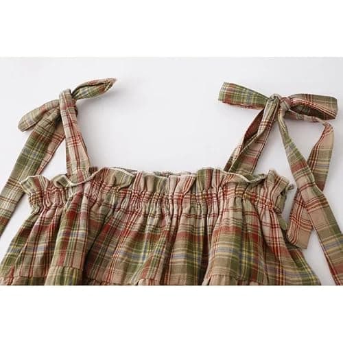 Women's Camisole Tank Tops Red Plaid Camisoles Women Vintage Ruffles Cute Girlish Cropped Tops Holiday Streetwear (Red,One Size,Large) thumbnail 5