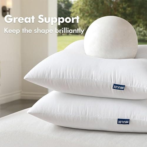 MIULEE Pack of 4 18x18 Outdoor Pillow Inserts, Water-Resistant Throw Pillow Inserts Decorative Premium Square Pillow Stuffer Sham for Porch Swing Couch Sofa Cushion Patio Furniture thumbnail 4