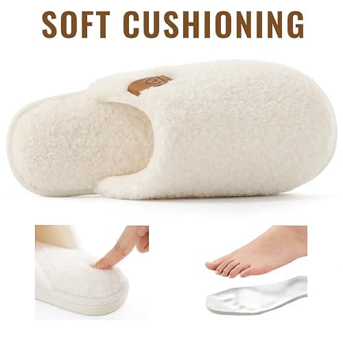 Evshine Women's Fuzzy Slip-on Slippers Comfy Lightweight Indoor House Scuff Slippers Closed Toe Soft Memory Foam Shoes thumbnail 6