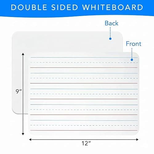 Small White Board 9X12 Dry Erase Mini Lapboard 2 PK Double Sided for Kids | Includes 2 Whiteboards with Blank and Lined Sides, Safe Rounded Edges Ideal for Classroom, Homeschooling, Office thumbnail 3