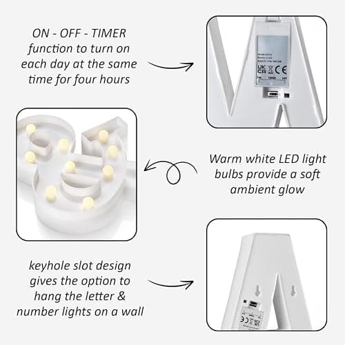 anso LED Alphabet Letter & Number Light Sign Decorations Lamp for Home Birthday Party Event Night Lights 22cm (A) thumbnail 6