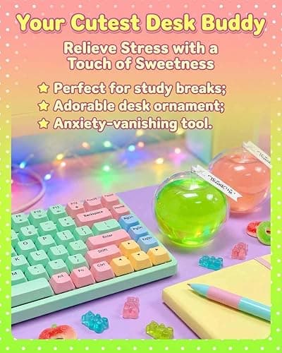 Apple Squishy, 3.15in Clear Cute Fruit Stress Balls, Soft Novelty Rebounding Squeeze Toys Glass Gloss Semi-Transparent,Fun Handmade Silicon Squishies Sticky for Anxiety Relief & Focus(4pcs) thumbnail 3