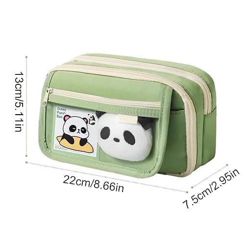 Large Capacity Panda Pencil Case, Multi-layer Cute Pencil Case for Girls, Zipper Pen Pouch Holder with Panda Keychain Brooch Notepad, Ka-waii Pencil Case, for Markers Erasers & Stationery Supplies thumbnail 2