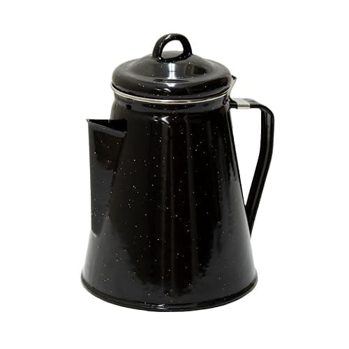 Stansport Enamel 8-Cup Percolator Coffee Pot and 4-Mug Set - Heavy-Duty Campfire Coffee Maker with 12oz Mugs - Percolator Stem Included - Double Baked Enamelware for Camping, Hiking, RV & Cabin thumbnail 2