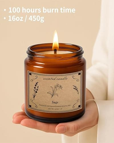 Sage Candles for Cleansing, 16oz Large Jar White Scented Candle, Over 100 Hours of Burn Time, Ideal for Home Decor and Gift thumbnail 5