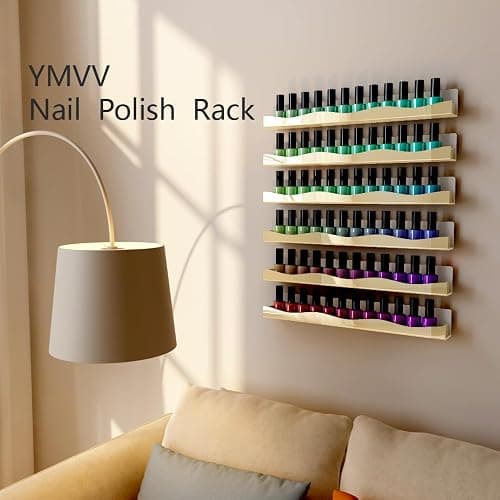 YMVV Wall-Mounted Nail Polish Organizer Rack - 15-Inch Gold Mirror Finish Nail Polish Shelf, Makeup & Beauty Essentials Storage - Multi-Purpose Display Holder for Small Space, Vanity Bathroom, 6 Pack thumbnail 5