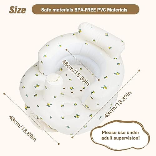 AirSwim Inflatable Baby Seat, Inflatable Baby Chair for Babies 3 Months and Up, Summer Blow Up Chair with Built in Air Pump, Infant Floor Sofa for Learning to Sit, Palying, Camping, Orange - Orange thumbnail 3