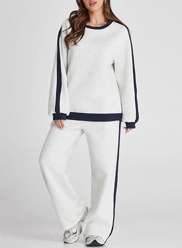 Herseas Women 2 Piece Outfits Color Block Sweatsuit Casual Fleece Lounge Matching Sets thumbnail 5