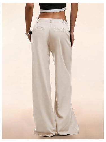 GORGLITTER Women's Dress Pants Low Rise Wide Leg Trousers Business Casual Work Dressy Low Waisted Straight Slacks Pants thumbnail 4