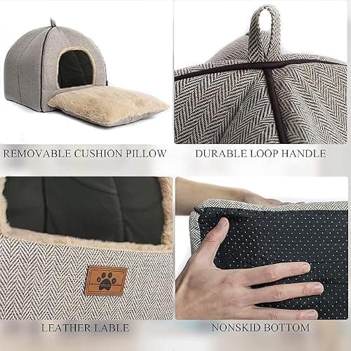 WINDRACING Cat Bed for Indoor Cats - Cat Cave Beds Cat House Cat Tent with Removable Washable Cushioned Pillow, Soft Kitten beds,Cat Beds & Furniture, for Small and Medium Pet Bed thumbnail 3