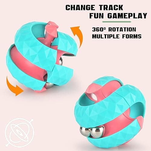 Yiran Rotating Cube Bead Orbit Ball Maze Ball Fidget Hand Spinner Sensory Toys Anxiety and Stress Relief Fingertip Gyro Educational Puzzle Games for Interactive Toys Kids and Adult - Blue thumbnail 4